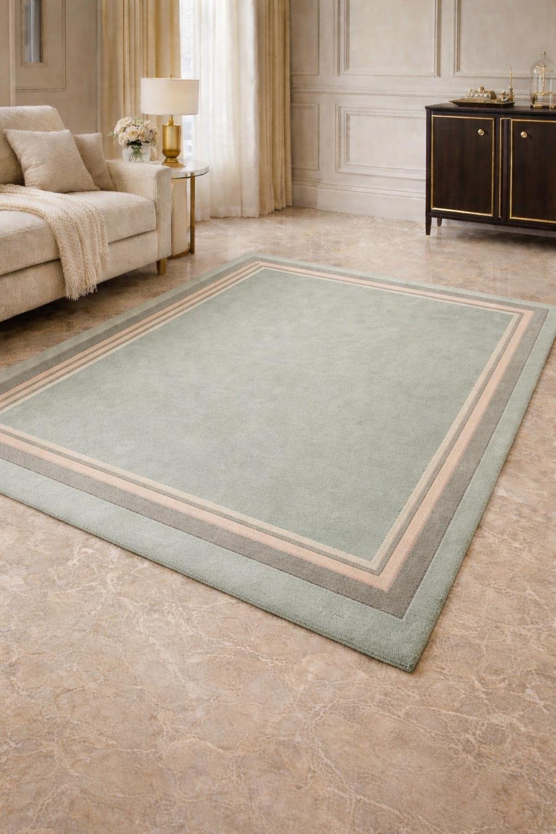 Wool Rug Bordered Design Hand-tufted Wool Area Rug – Modern Minimalist Border Design - Etsy
