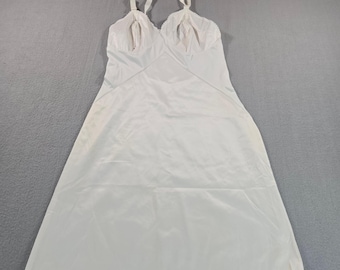 Unbranded Vintage Full Slip Women Small White Lace Trim Adjustable Straps Retro