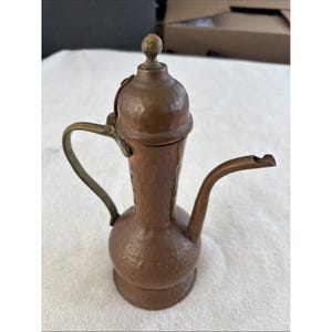 Antique Hammered Copper And Brass  Coffee/ Tea Pot Small  10"