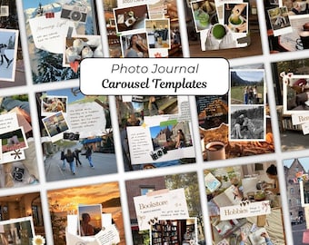 Plantilla estética para álbum de recortes, carrusel de Instagram, fotos vintage neutras, diario de viaje de verano, collage de recuerdos, kit para redes sociales Canva