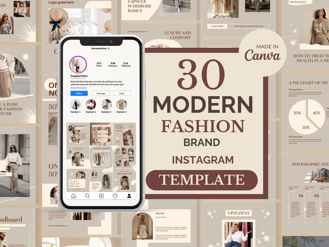 Fashion Brand Editable Canva Template, Neutral Aesthetic Instagram ...