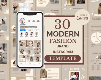 Plantilla editable de Canva para marcas de moda, publicaciones de Instagram con estética neutra, kit de redes sociales para boutiques de ropa, plantillas para publicaciones de comercio electrónico.