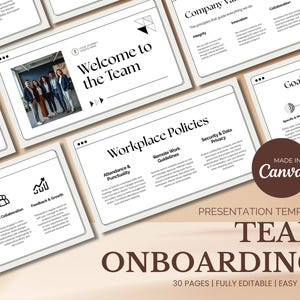 Employee Onboarding Canva Presentation Template, Human Resources Welcome Deck, Corporate New Hire Handbook Training Slide Manual Template