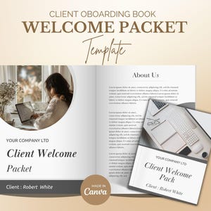 27 Page Client Onboarding Welcome Packet Canva Template Editable Business Welcome Book Branding Kit Service Guide Virtual Assistant PDF File