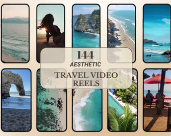 Plantilla de Canva para 144 Reels de Viaje Estéticos, Reels de Instagram de Resorts en la Playa, Kit de Creación de Contenido de Viajes sin Rostro, Paquete de Videos para Redes Sociales