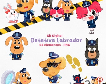 Labrador-Detektiv-Digital-Kit, Clipart-Sicherheitssheriff Labrador, PNG