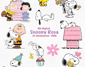 Pinkes Snoopy-Digitalset, Snoopy-Cliparts, Peanuts