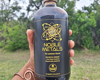 Métaux nobles colloïdaux 32 oz | Or, argent, cuivre, magnésium, zinc, indium et bismuth | Exclusif 1-5 nanomètres | Protocole de biohacking de 30 jours