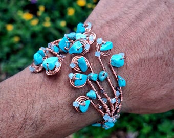 Bracelet turquoise et cuivre - Pulsera de Turquesa y Cobre