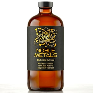 Colloidal Noble Metals 32oz | Gold, Silver, Copper, Magnesium, Zinc, Indium & Bismuth | Exclusive 1-5 Nanometer | 30-Day Biohacking Protocol