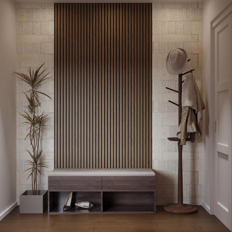 Modern Wood Slat Wall Panel, Acoustic Home Decor, Eco-friendly ...