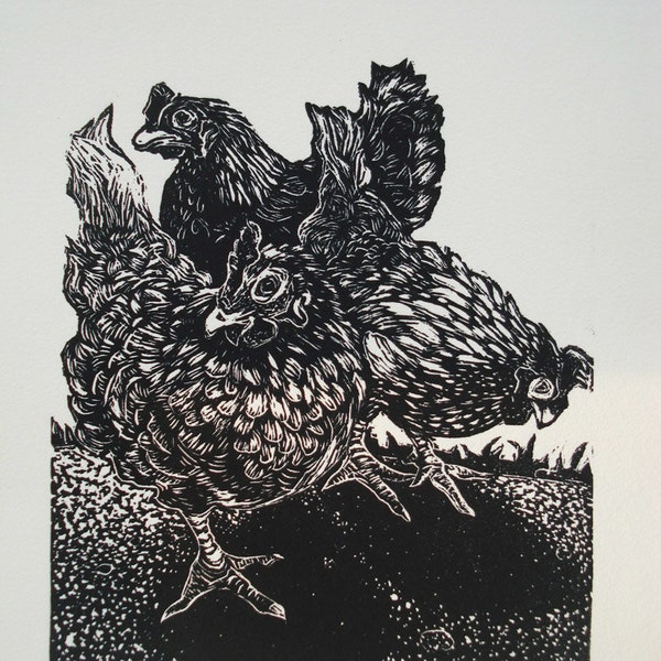 Resingrave Engraving: Chickens