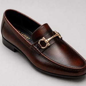 Handgefertigte Leder Mokassins | Braune Mokassin Loafers Herren | Luxus-formale Slip-On-Kleidschuhe Bild 2