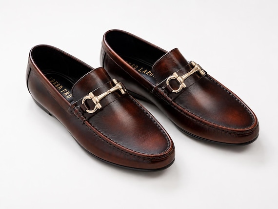 Handmade Leather Moccasins | Brown Moccasin Loafers Men | Luxury Formal Slip-On Dress Shoes
