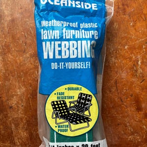 Cinghie per mobili da giardino vintage Oceanside / Kit di ricambio a righe verdi e bianche (nuovo, mai usato)