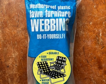 Fita para Móveis de Jardim Vintage Oceanside | Kit de Recondicionamento de 11,9 m com Listras Verdes e Brancas | Produto Novo de Estoque Antigo (NOS) para Reparo de Cadeiras de Alumínio Retrô