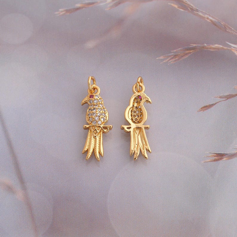 18K Gold Filled Bird Charms,gold Flying Pendant,cz Pave Animal Charm ...