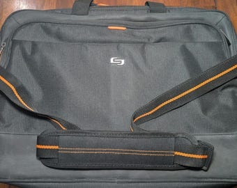 Solo Laptop Aktentasche Schwarz Orange Messenger Bag Reisearbeit Fall