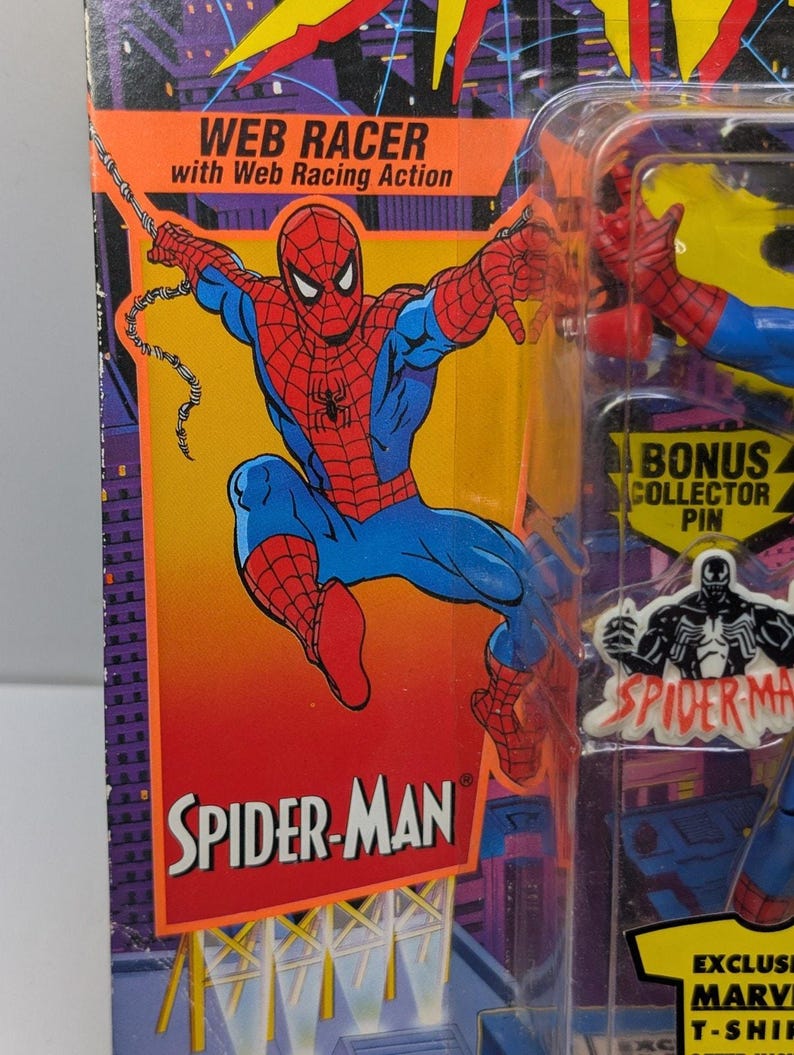 1994 Toy Biz Spider-Man Web Racer Animated Series Figure Marvel MOC Vintage image 2