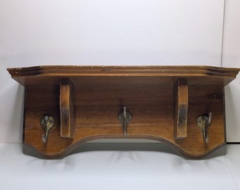 Rustieke houten wandplank kapstok hal organisator boerderij decor met 5 haken