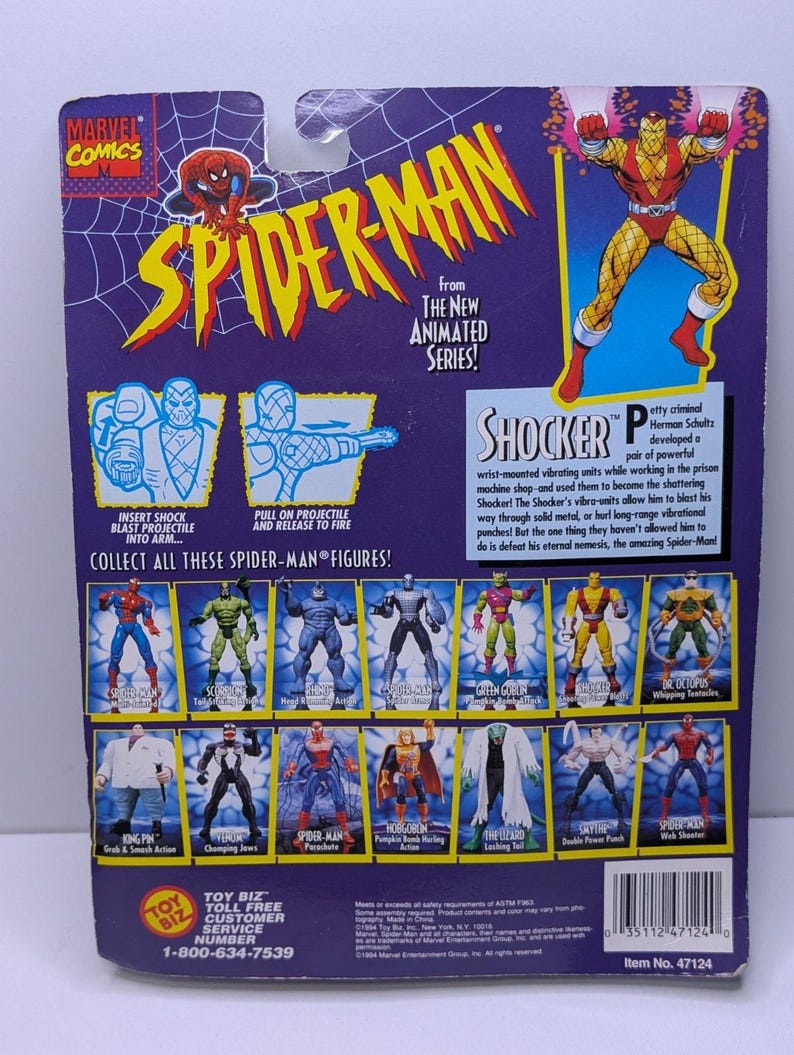 1994 Toy Biz Spider-Man Animated Series Shocker Figure Sealed Vintage Marvel image 6