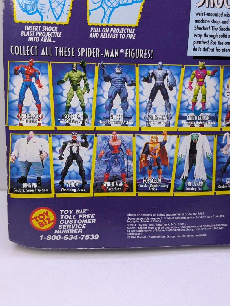 1994 Toy Biz Spider-Man Animated Series Shocker Figure Sealed Vintage Marvel image 9