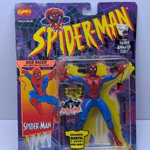 1994 Toy Biz Spider-Man Web Racer Animated Series Figure Marvel MOC Vintage image 1