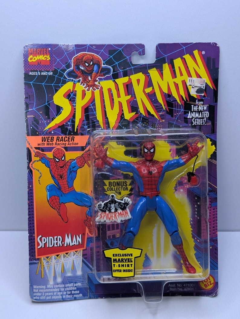1994 Toy Biz Spider-Man Web Racer Animated Series Figure Marvel MOC Vintage image 1