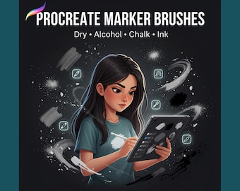 Paquete de pinceles para Procreate | Marcadores secos, marcadores de alcohol, pinceles de tiza y tinta para artistas digitales en iPad