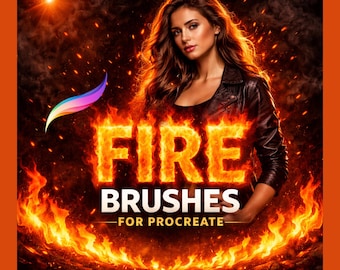 Paquete de pinceles de fuego para Procreate: llamas realistas, humo y chispas, conjunto de pinceles digitales de fuego para iPad, herramientas de fantasía y arte conceptual.
