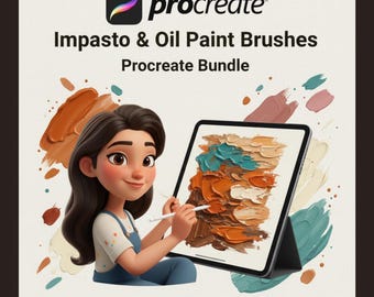 Procreate Impasto & Oil Paint Brushes Bundle, Thick Acrylic ad Palette Knife Textures, Realistic Canvas Effects for iPad Artists