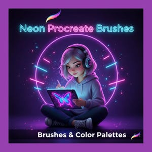 Procreate Neon Glow Brushes Bundle –  Neon Light Brushes, Electric Tube Effects, Cyberpunk Glow, iPad Lettering & Digital Art Toolkit