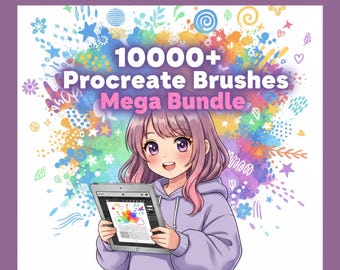 Megapaquete de más de 10 000 pinceles para Procreate | Enorme conjunto de pinceles de arte digital para bocetos, pintura, texturas e ilustración