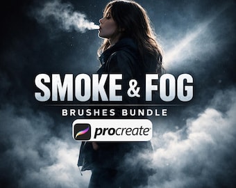 Paquete de pinceles de humo y niebla para Procreate: pinceles realistas de niebla, nubes y atmósferas para iPad | Paquete de efectos cinematográficos de arte digital