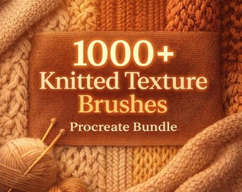 Paquete de más de 1000 pinceles de textura tejida para Procreate | Pinceles para patrones de punto, ganchillo, hilo y tela | Kit de diseño textil acogedor | Descarga digital