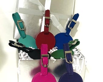 Personalized Leather Luggage Tag: Monogrammed Suitcase Travel Accessory, Mother's Day Gift