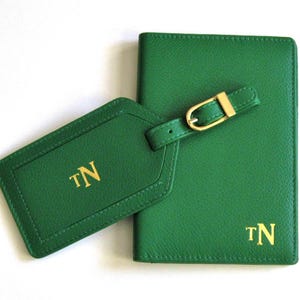 Personalized Leather RFID Passport Wallet, Monogrammed Luggage Tag, Bridesmaids Gift, Travel Gift, Wedding gift
