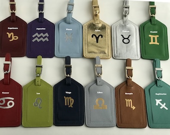 Zodiac sign Luggage tags, Zodiac sign RFID Passport Covers,Bridesmaids Gift,Travel Gifts,Birth Month Flower Luggage Tags,Travel Gifts