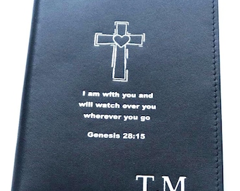 Monogrammed Leather Passport Holder: Christian Verse, RFID Blocking