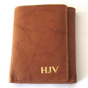Personalized Leather Trifold Wallet, RFID Blocking Monogrammed Men's Gift