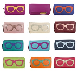 Personalized Leather Eyeglass Case, Personalized Sunglasses Case, Grandma Gift, Mother&#39;s Day Gift, Travel Gift, Monogrammed Eyeglass Cover