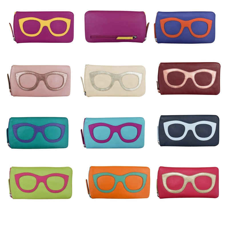 Leather eyeglass case with eyeglass frame design. Can be personalized with your initials or names.
Perfect gift for holidays.