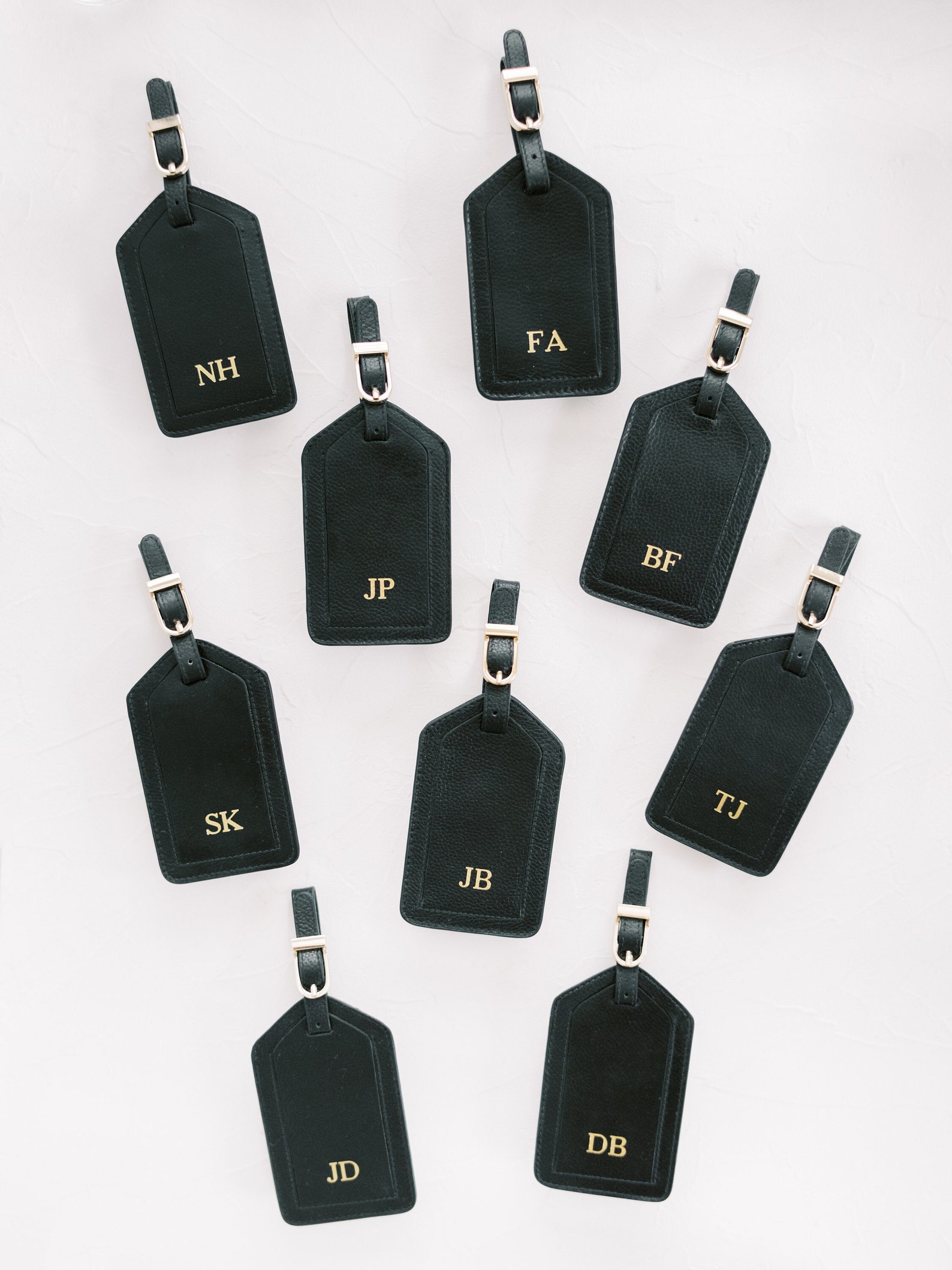 Monogrammed Leather Luggage Tag: Personalized Travel Gift - Toffee, 2 Tags + Initials
