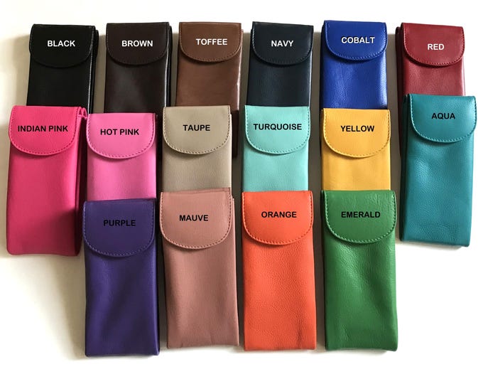 Featured listing image: Personalized Leather Eyeglass Case Double Sided Leather Eyeglass Case Moms Gift Dads Gift Grandparent Gift Sunglass Cases, Anniversary Gift