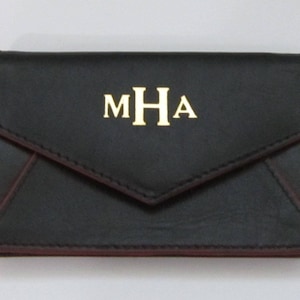 Tarjetero de cuero con monograma, obsequios corporativos, estuche de cuero personalizado para tarjetas de presentación, billetera para tarjetas con monograma, obsequio con el logotipo de la empresa