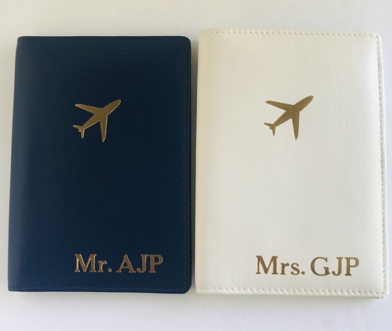Personalized Monogrammed Leather RFID Passport Wallet and Luggage Tag Bridesmaids Gift Mr & Mrs Luggage Tags Travel Gift, Mother's Day Gift image 6