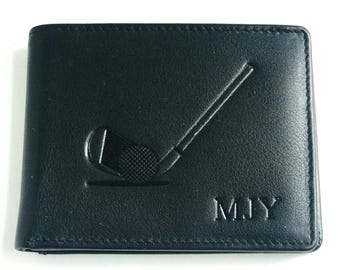 Monogrammed RFID Leather Bi-Fold Wallet: Personalized RFID Blocking Gift with Monogram