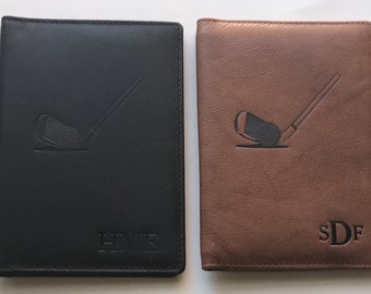 Personalized Golf Passport Holder, Gifts for Dad, RFID Passport Cover, Travel Wallet & Luggage Tag, Valentines Day gift for Him, Travel Gift
