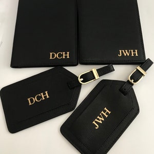 Porta pasaporte RFID monogramado y etiquetas para equipaje, billetera de cuero para pasaporte, juego de viaje, regalo para el día de la madre, billetera de viaje, regalo de boda