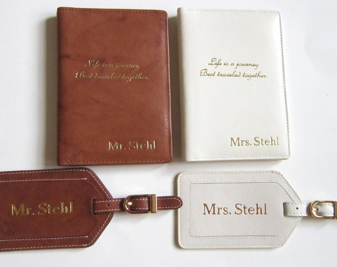 Featured listing image: Monogrammed Leather Passport Holder & Luggage Tag Set: RFID Travel Gift, Personalized Christmas Gift
